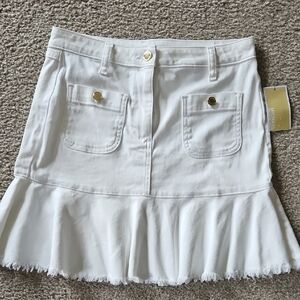 Michael Kors White Ruffled Skater Mini Skirt